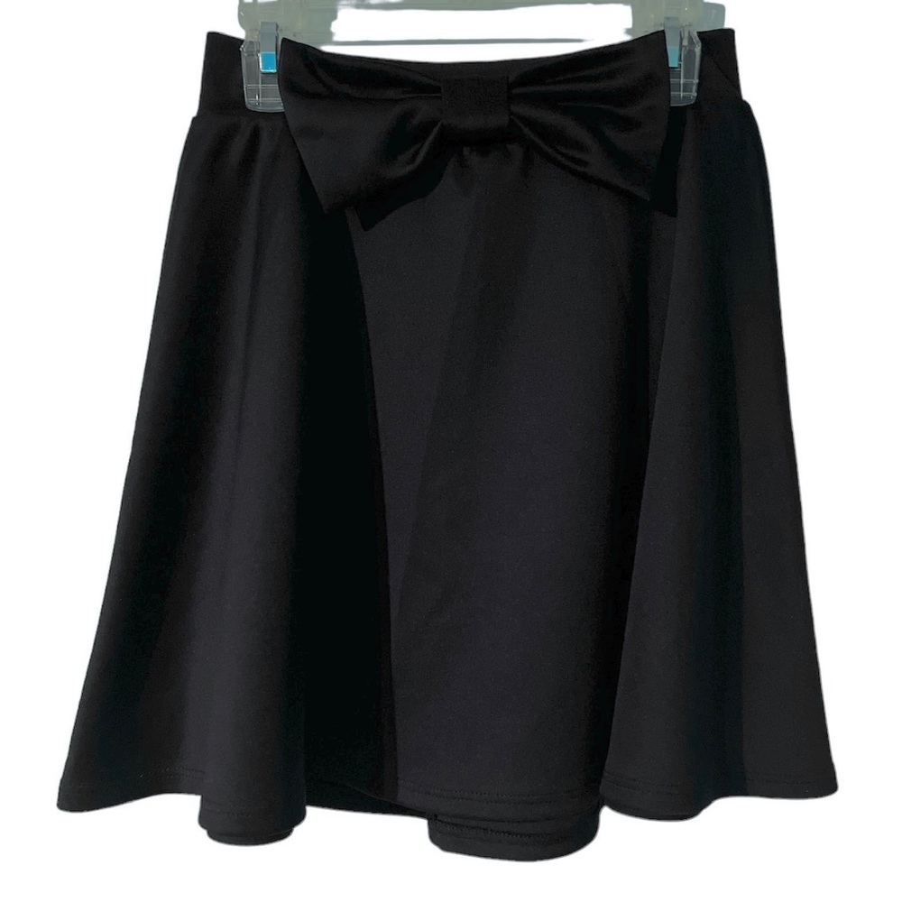 Black Skater A-Line Skirt with Bow